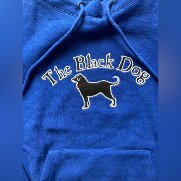 The Black Dog Mock Neck Royal Blue Pullover Heavy Sweatshirt Mens Medium Pockets - Picture 2 of 10